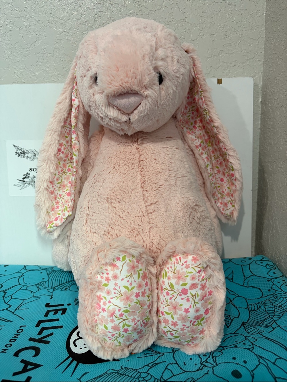 AUTHENTIC❗️Jellycat HUGE blossom blush bunny cherry BIG 20”- NWT- Dust Bag